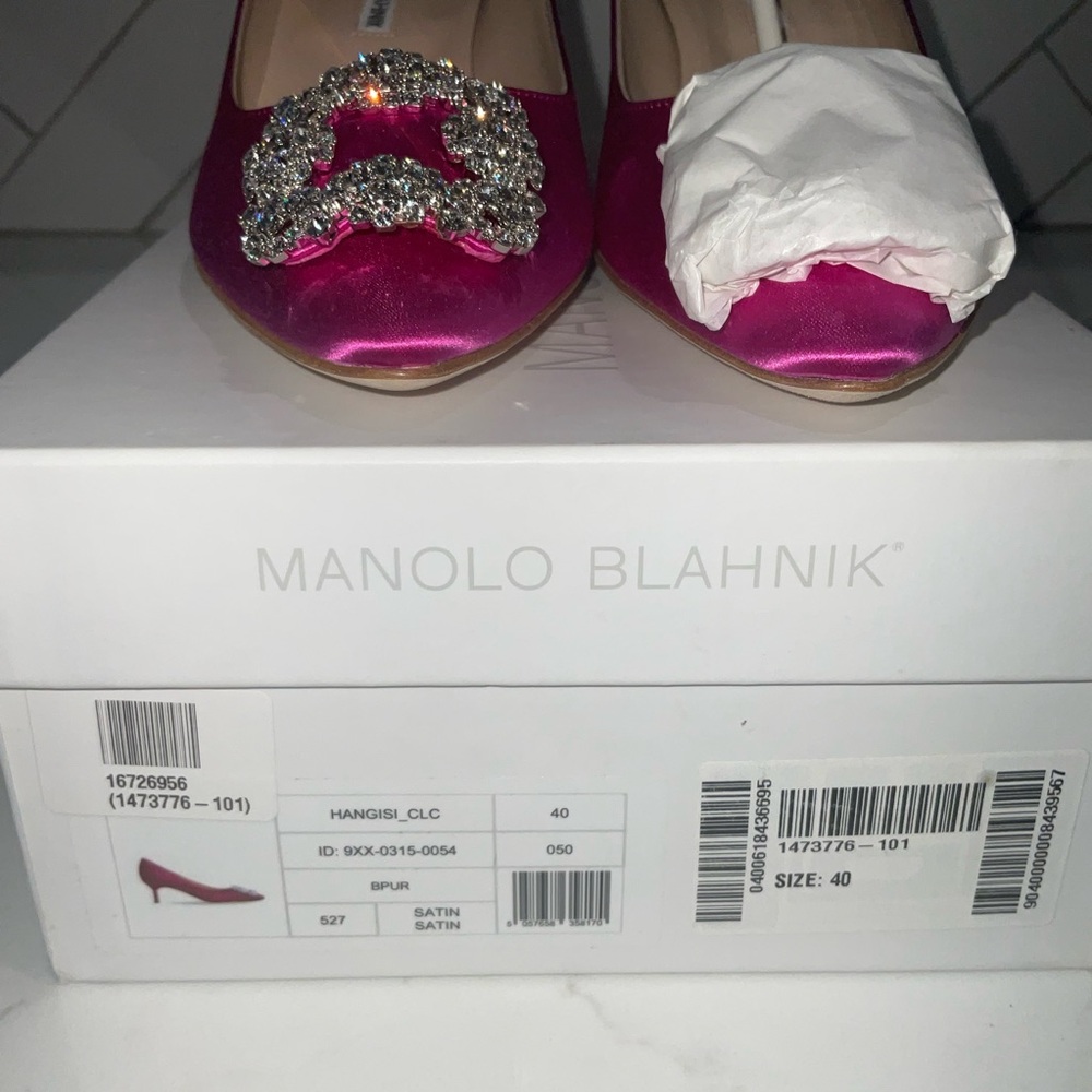 Manolo Blahnik Hangisi Pumps with Crystal Embellishment NWT - Picture 4 of 12